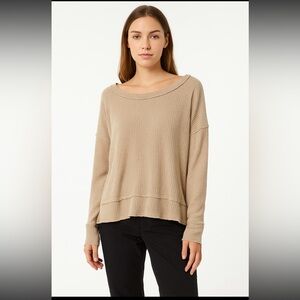 Beige Texture Long Sleeve Top-We the Free-Size Small Oversized ski lounge winter